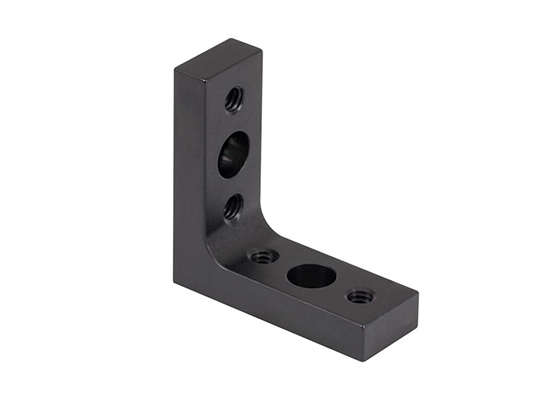 Machine parts - Black anodized aluminum alloy auto parts, angle support bracket; custom aluminium block cnc milling steel block;  aluminum machining mounting plate, DGHY-0063